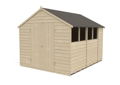 4LIFE Overlap Pressure Treated Apex Shed - Double Door (HD) - 10 x 8ft