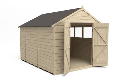 4LIFE Overlap Pressure Treated Apex Shed - Double Door (HD) - 10 x 8ft