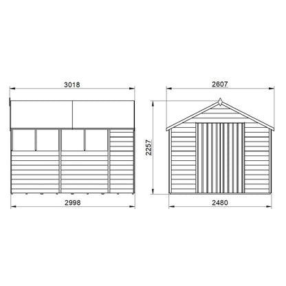 4LIFE Overlap Pressure Treated Apex Shed - Double Door (HD) - 10 x 8ft