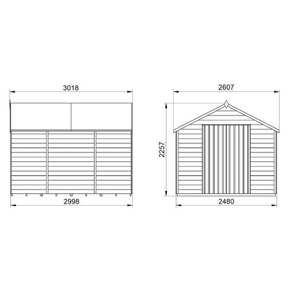 Forest Overlap Pressure Treated Apex Shed - Double Door, No Windows - 10 x 8ft