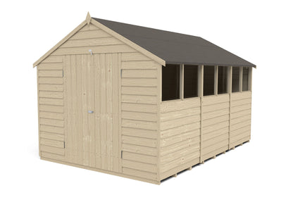 4LIFE Overlap Pressure Treated Apex Shed - Double Door (HD) - 12 x 8ft