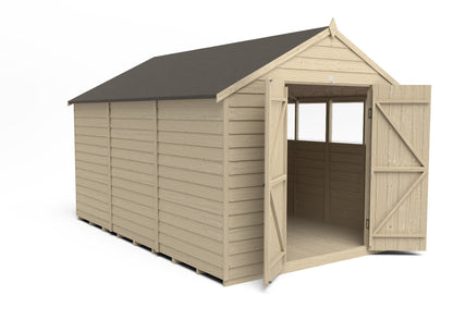 4LIFE Overlap Pressure Treated Apex Shed - Double Door (HD) - 12 x 8ft