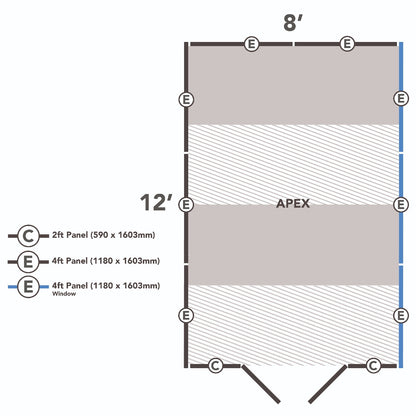 Forest Overlap Pressure Treated Apex Shed - Double Door - 12 x 8ft