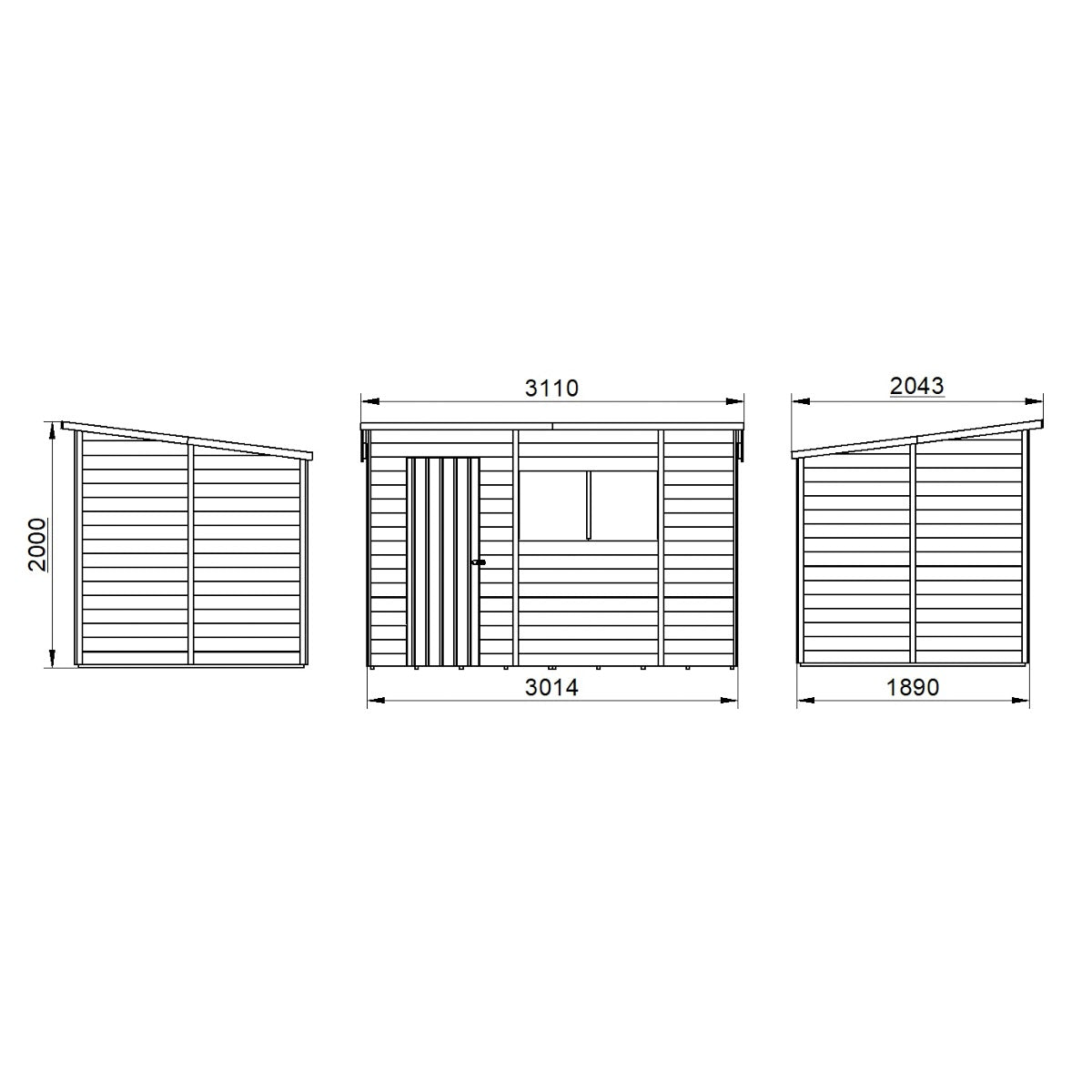 4LIFE Overlap Pressure Treated Pent Shed (HD) - 10 x 6ft