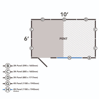 4LIFE Overlap Pressure Treated Pent Shed (HD) - 10 x 6ft