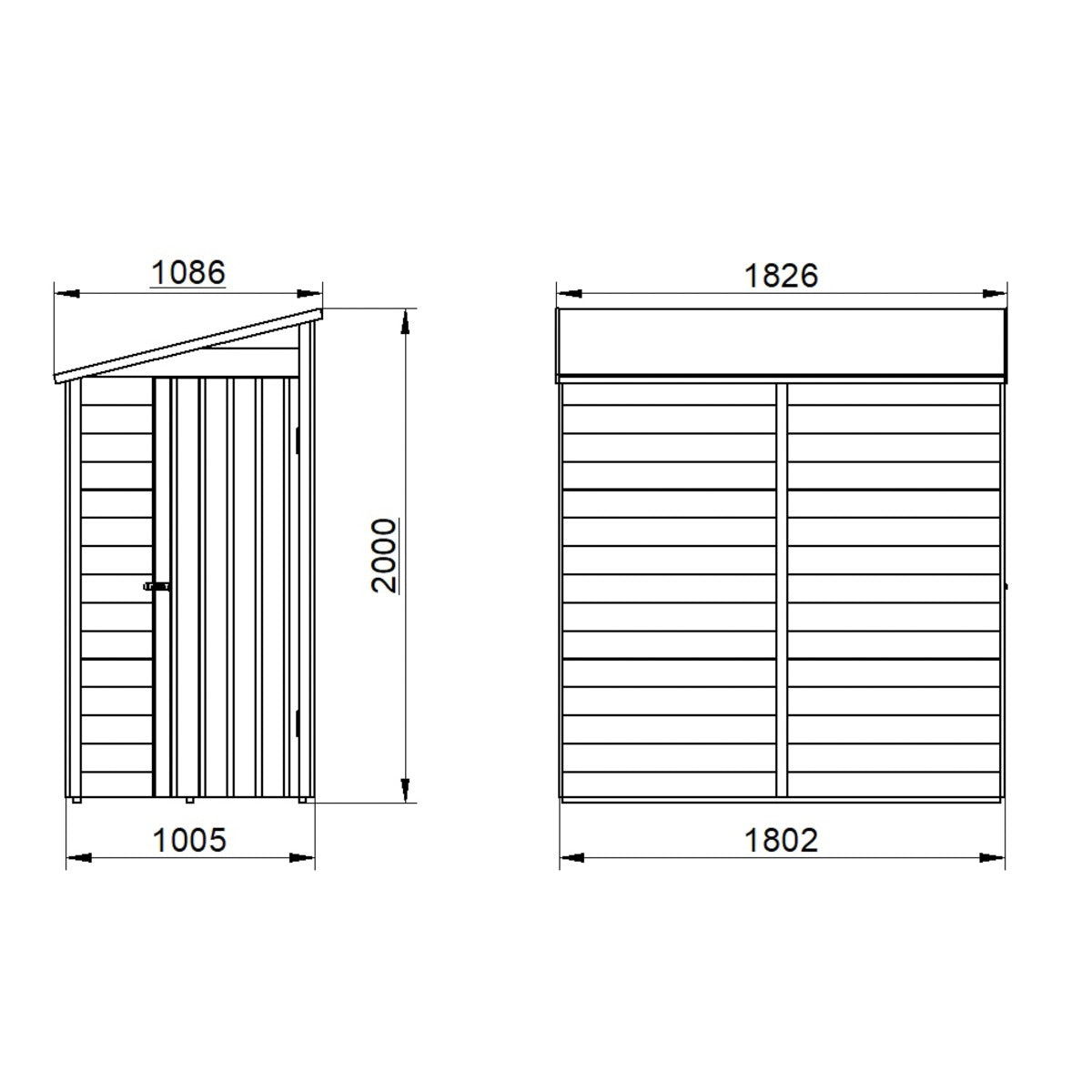 4LIFE Overlap Pressure Treated Pent Shed - No Window (HD) - 6 x 3ft