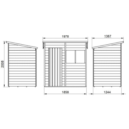 4LIFE Overlap Pressure Treated Pent Shed - 6 x 4ft