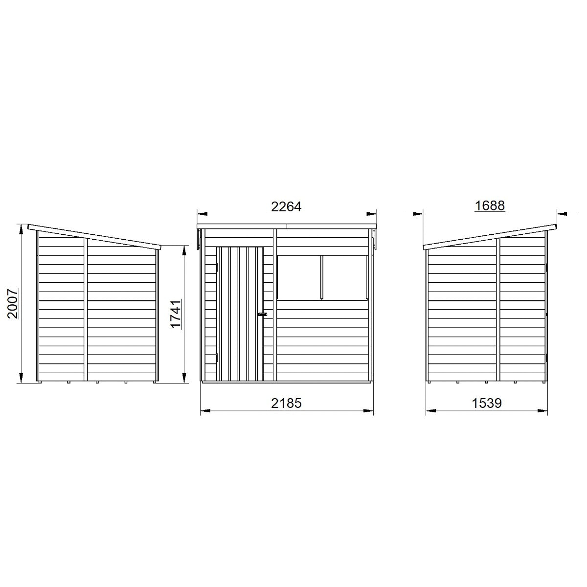 4LIFE Overlap Pressure Treated Pent Shed (HD) - 7 x 5ft