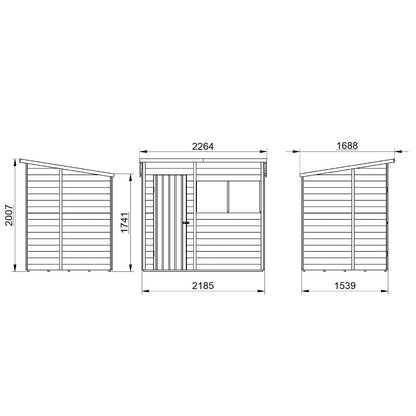 4LIFE Overlap Pressure Treated Pent Shed (HD) - 7 x 5ft