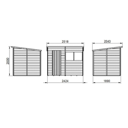 4LIFE Overlap Pressure Treated Pent Shed (HD) - 8 x 6ft