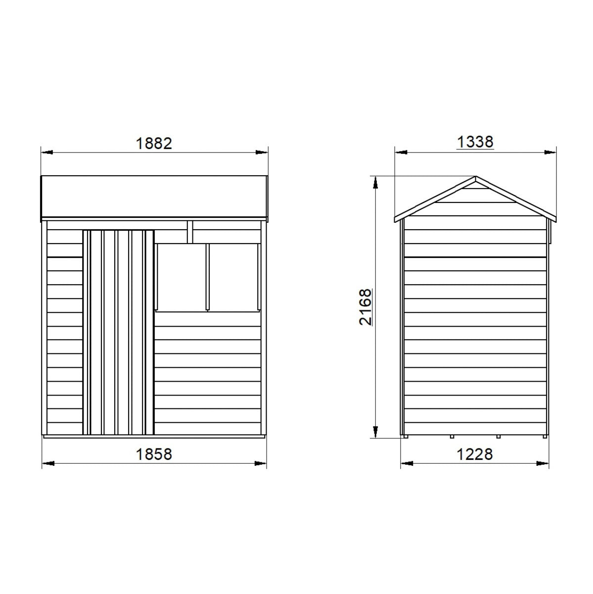 4LIFE Overlap Pressure Treated Reverse Apex Shed (HD) - 6 x 4ft