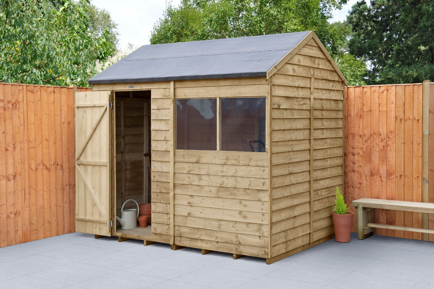 4LIFE Overlap Pressure Treated Reverse Apex Shed (HD) - 8 x 6ft