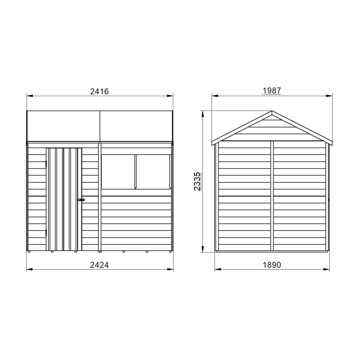 4LIFE Overlap Pressure Treated Reverse Apex Shed (HD) - 8 x 6ft