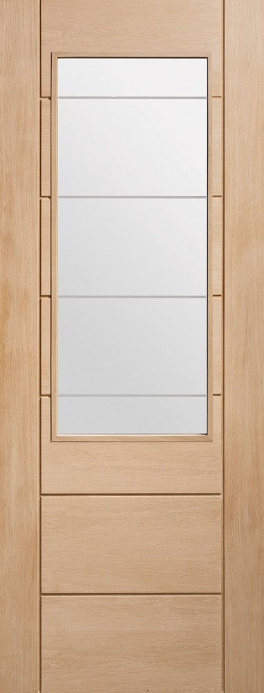 XL Joinery Palermo Original 2XG Unfinished Oak Internal Door with Clear Etched Glass