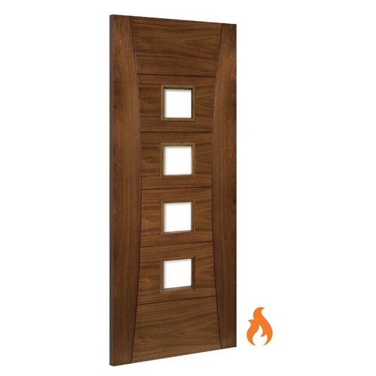 Deanta Pamplona Prefinished Glazed Interior Walnut Fire Door