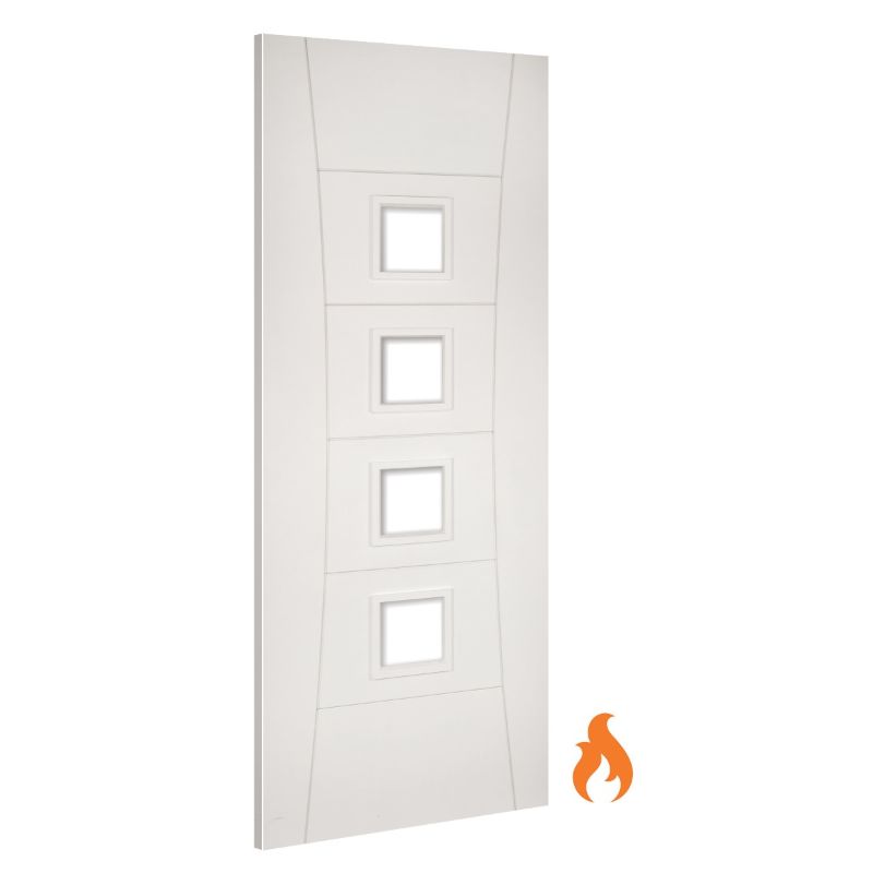 Deanta Pamplona Glazed Interior White Primed Fire Door