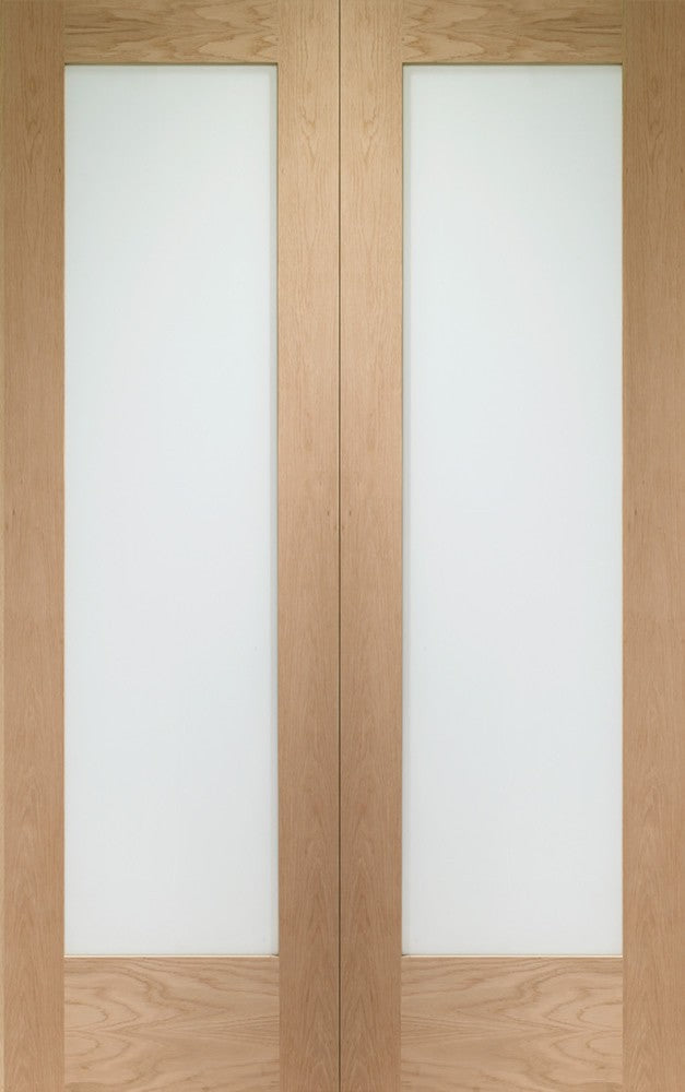 XL Joinery Pattern 10 Internal Oak Rebated Door Pair with Clear Glass