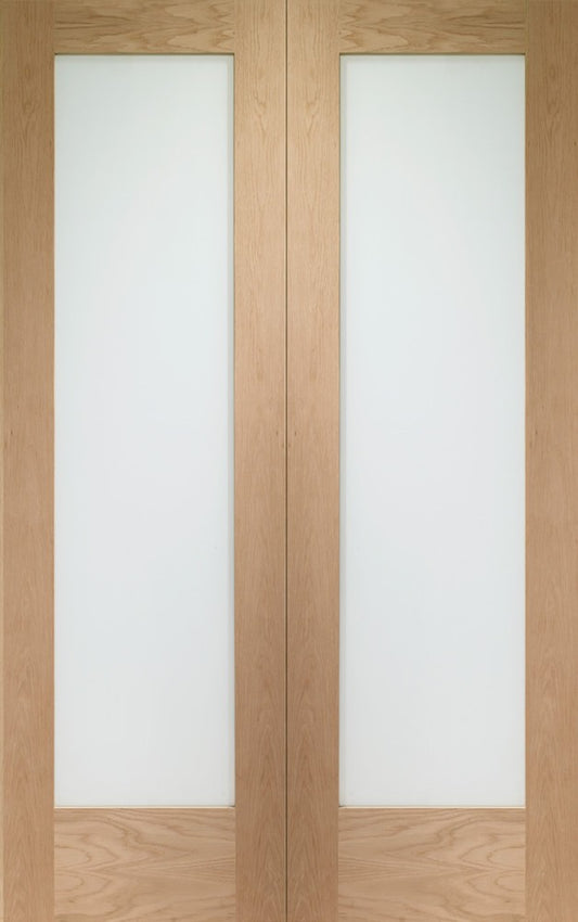 XL Joinery Pattern 10 Internal Oak Rebated Door Pair with Clear Glass