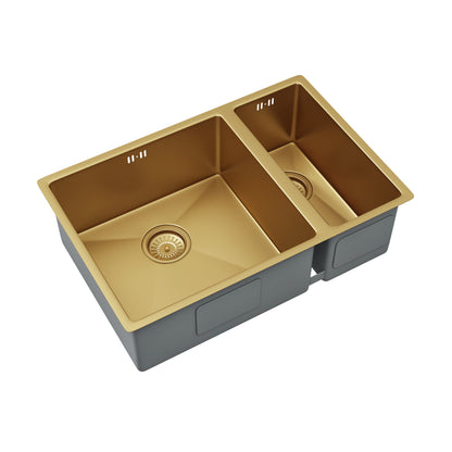 Ellsi Elite 1.5 Bowl Inset/Undermount Stainless Steel Kitchen Sink - Gold