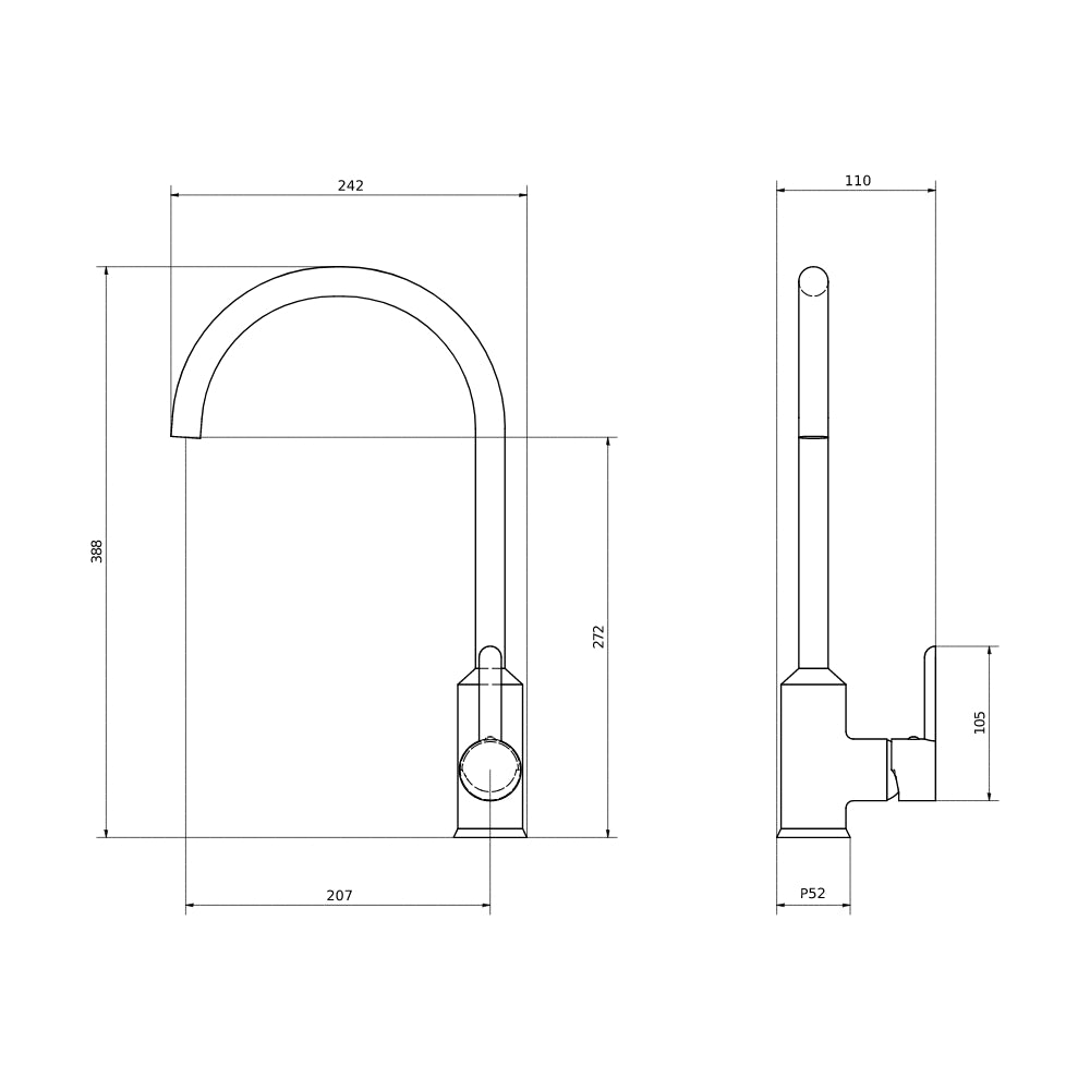 Ellsi Entice Kitchen Mixer Tap with Swivel Spout - Brushed Copper