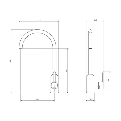 Ellsi Entice Kitchen Mixer Tap with Swivel Spout - Brushed Copper