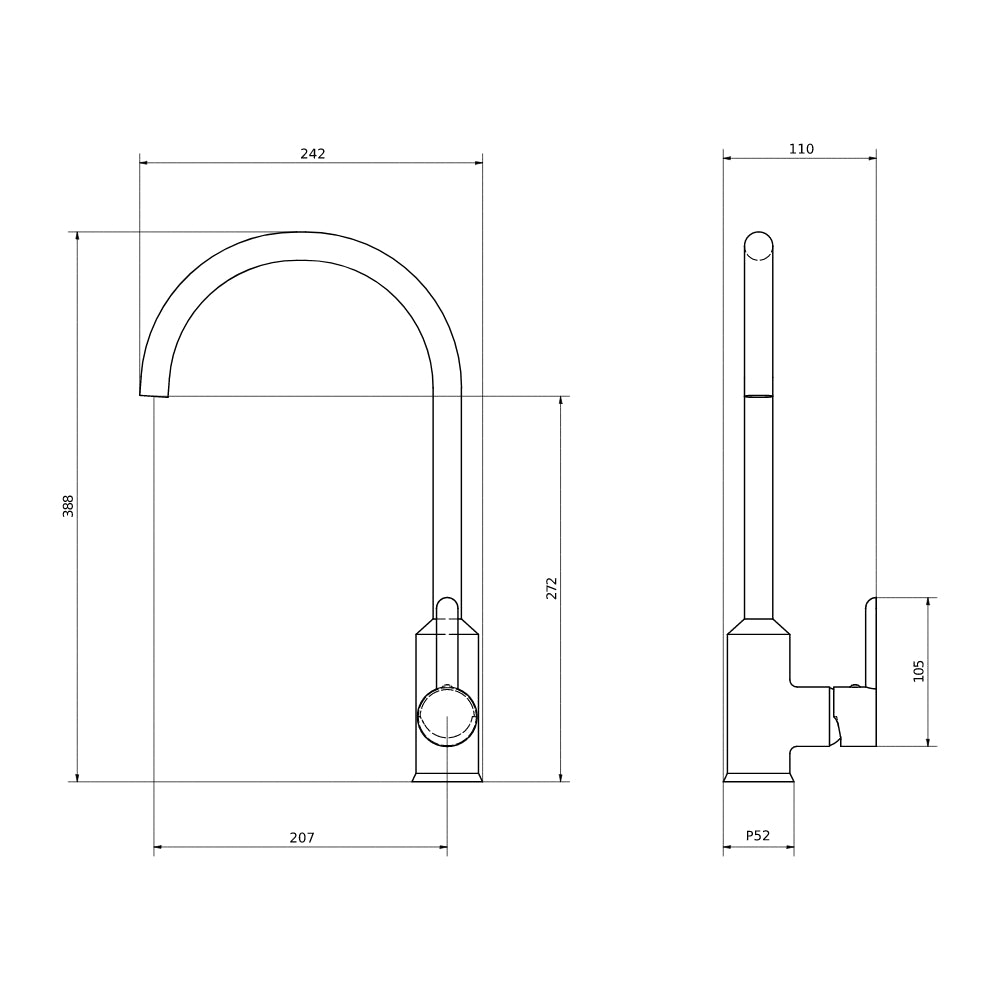 Ellsi Entice Kitchen Mixer Tap with Swivel Spout - Matt Black