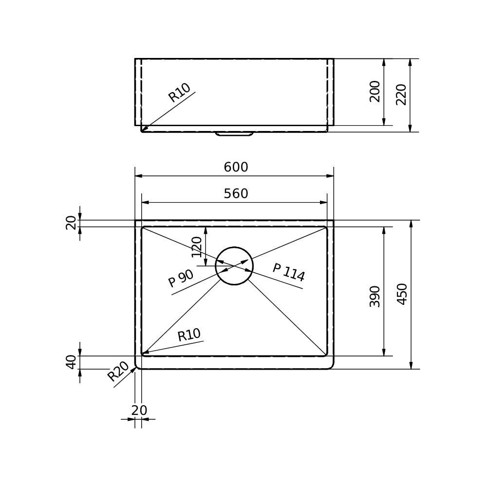 Ellsi Excel 1 Bowl Stainless Steel Belfast Style Kitchen Sink - Copper