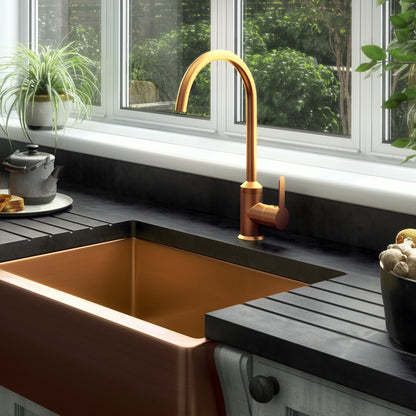 Ellsi Excel 1 Bowl Stainless Steel Belfast Style Kitchen Sink - Copper