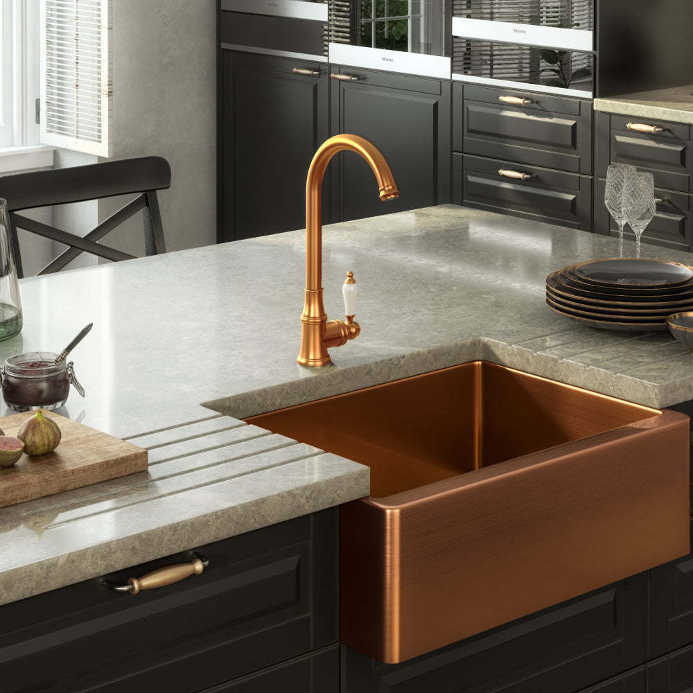 Ellsi Excel 1 Bowl Stainless Steel Belfast Style Kitchen Sink - Copper