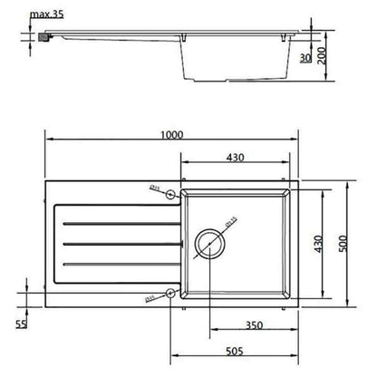 Ellsi Comite 1 Bowl Inset Kitchen Sink