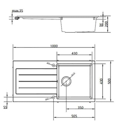 Ellsi Comite 1 Bowl Inset Kitchen Sink