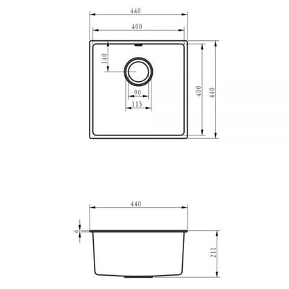 Ellsi Comite 1 Bowl Inset/Undermount Kitchen Sink - Matt White