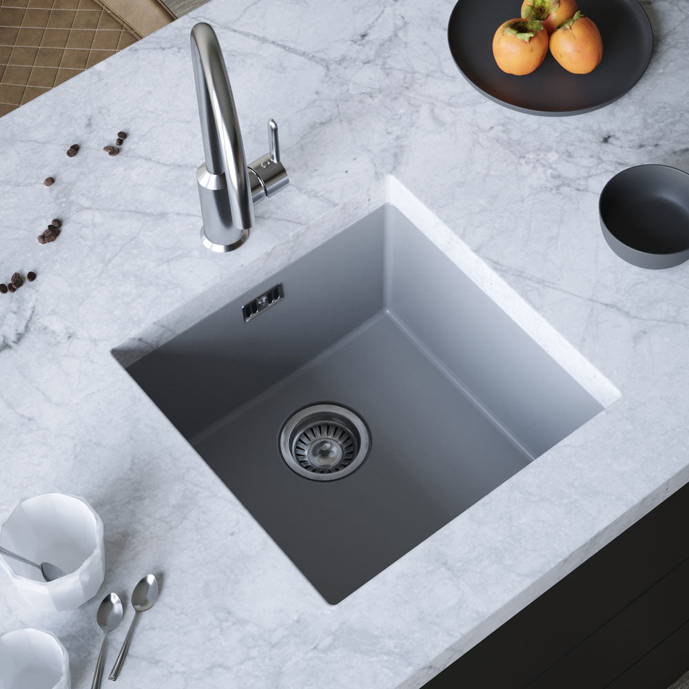 Ellsi Comite 1 Bowl Inset/Undermount Kitchen Sink - Matt Grey