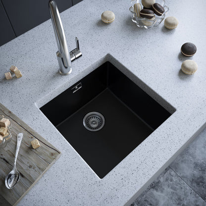 Ellsi Comite 1 Bowl Inset/Undermount Kitchen Sink - Matt Black