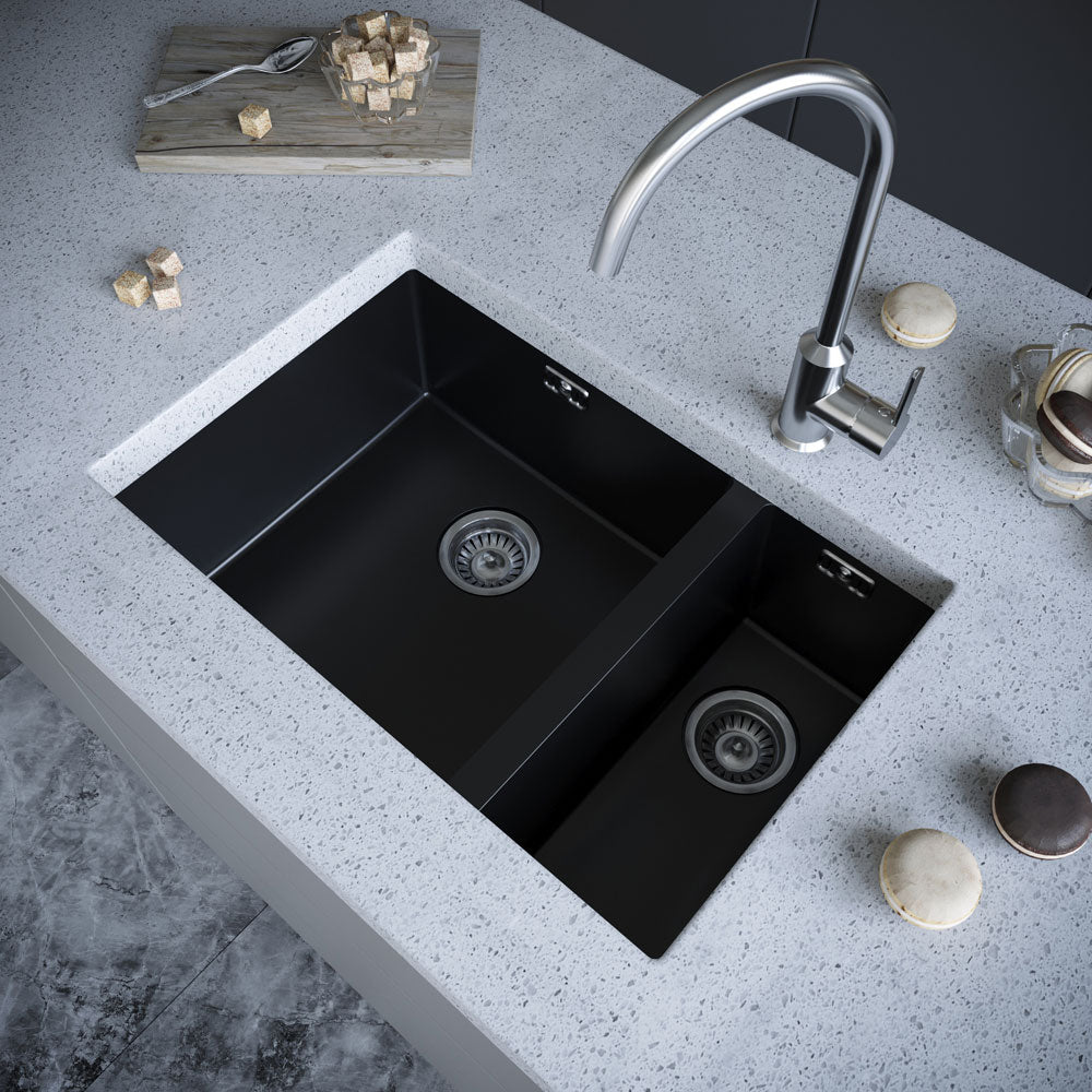 Ellsi Comite 1.5 Bowl Inset/Undermount Kitchen Sink - Matt Black