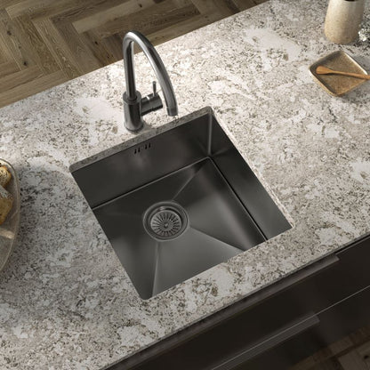 Ellsi Elite 1 Bowl Inset/Undermount Stainless Steel Kitchen Sink - Gun Metal