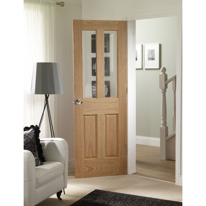 Image for XL Joinery Malton Internal Oak Door with Clear Bevelled Glass 1981 x 686 x 35mm (27")