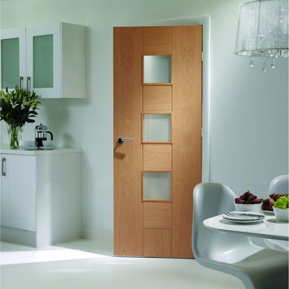 Image for XL Joinery Messina Internal Oak Door with Obscure Glass 1981 x 686 x 35mm (27")