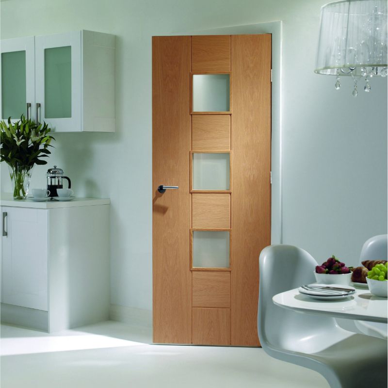 Image for XL Joinery Messina Pre-Finished Internal Oak Door with Clear Glass 1981 x 762 x 35mm (30")