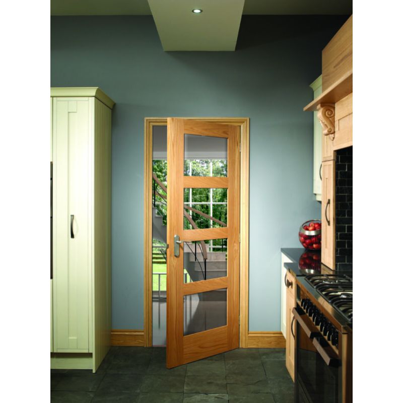 Internal Oak Pre-Finished Shaker 4 Light with Clear Glass 1981 x 610 x 35mm (24")