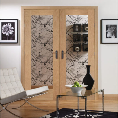 XL Joinery Pattern 10 Internal Oak Rebated Door Pair with Clear Glass