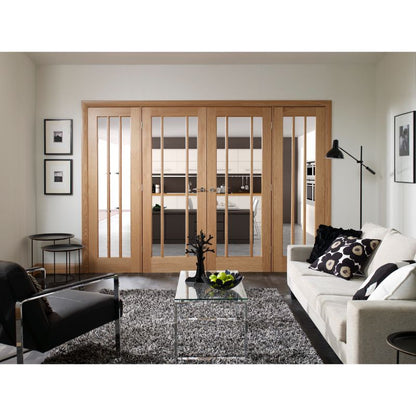 Image for XL Joinery Worcester Internal Oak Rebated Door Pair with Clear Glass 1981 x 1524 x 40mm (60")