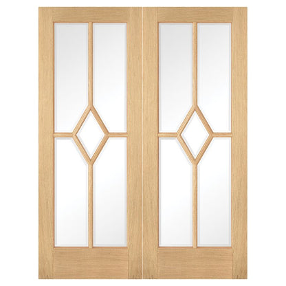 LPD Reims Oak Pre-Finished Internal Clear Glazed Door (Pair) - 78in x 48in x 40mm (1981 x 1219mm)
