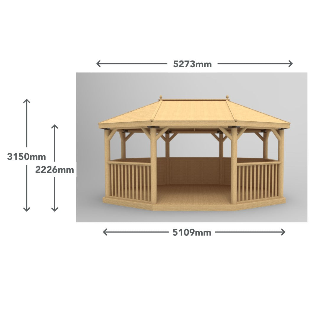 Image for Forest 5.1m Premium Oval Wooden Gazebo with Cedar Roof and Benches