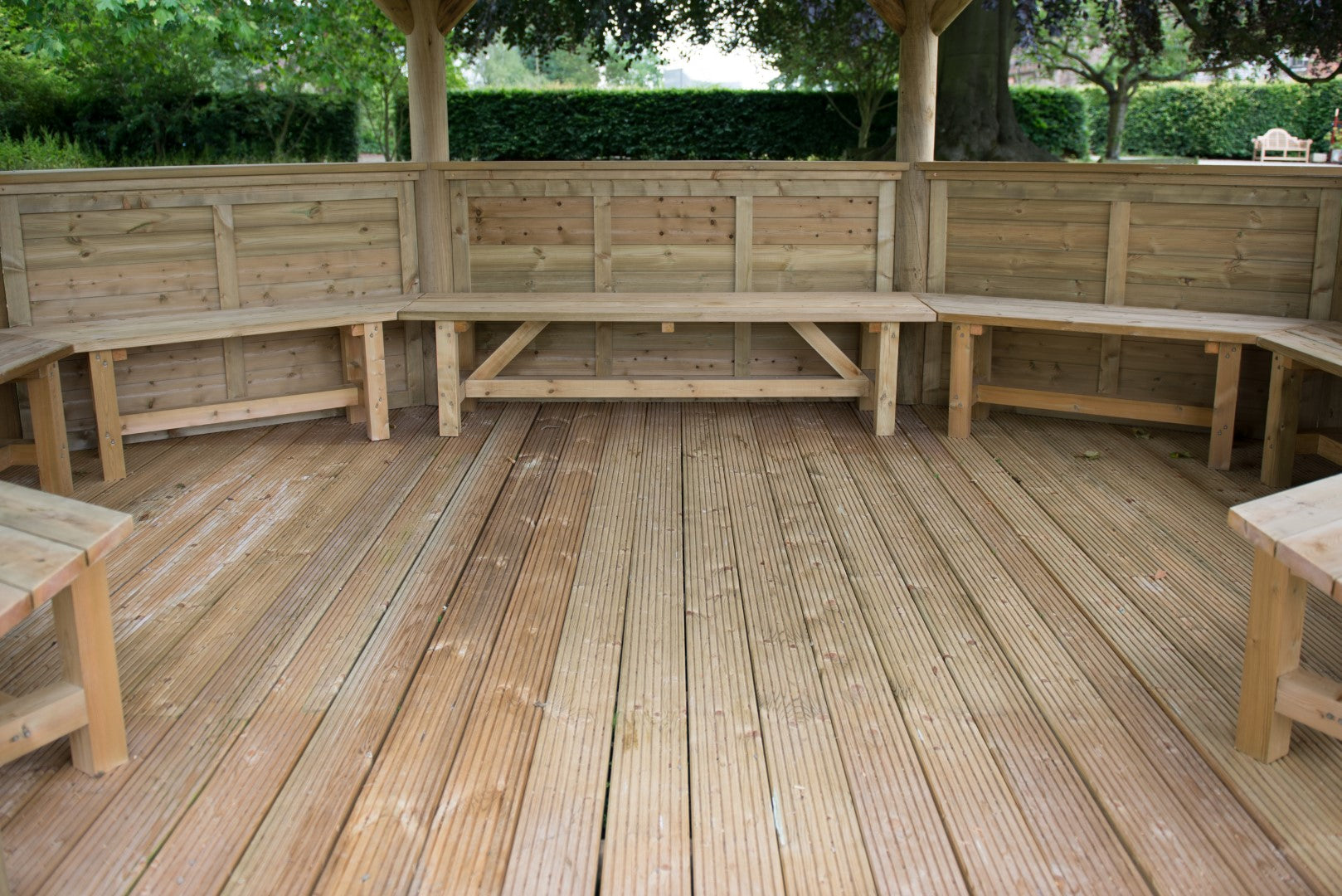 Image for Forest 5.1m Premium Oval Wooden Gazebo with Timber Roof and Benches