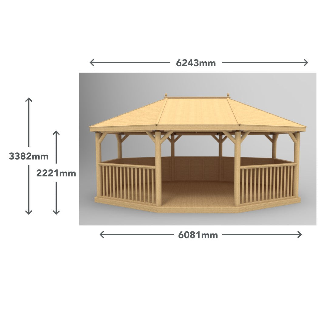 Image for Forest 6m Premium Oval Wooden Gazebo with Cedar Roof and Benches