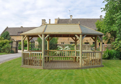 Image for Forest 6m Premium Oval Wooden Gazebo with Timber Roof and Benches