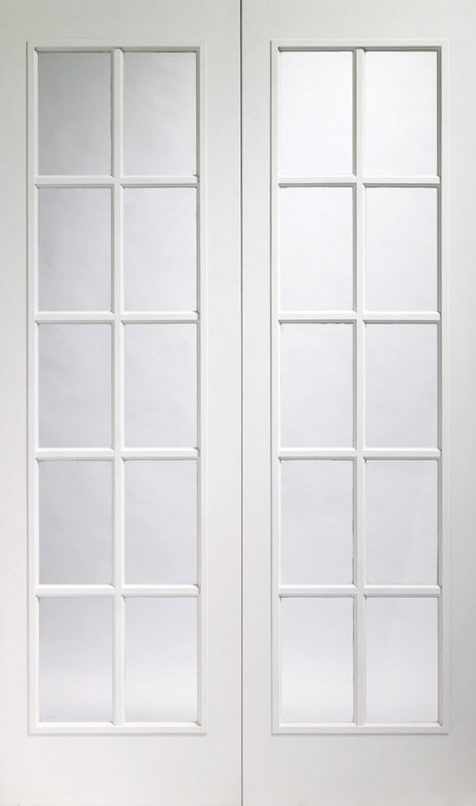 Image For Portobello Pair Internal Pre-Finished White Moulded Door with Clear Glass