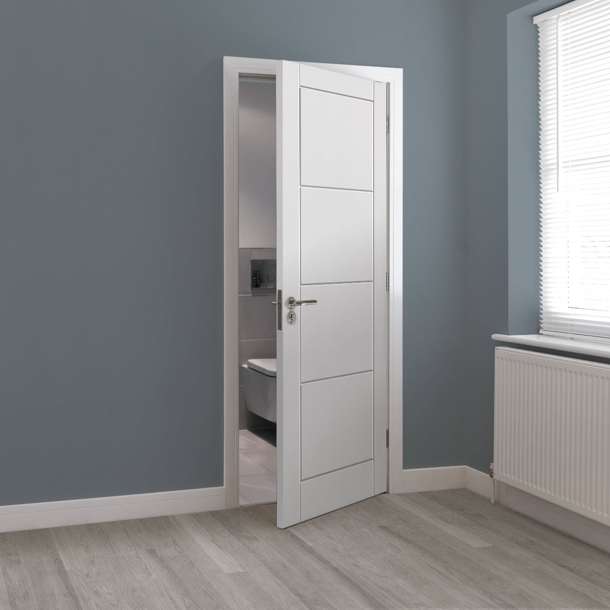 JB Kind White Primed Ladder Moulded Panel Quattro Internal Door