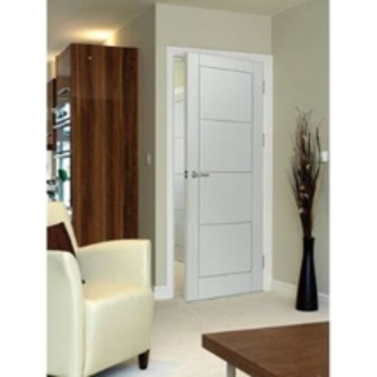 JB Kind Quattro White Primed Moulded Panel Internal Fire Door FD30 - 1981mm x 610mm 